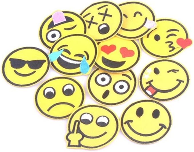Amazon 大量枚フルセット Emoji スマイリーフェイス ワッペン スマイルマーク 刺繍 アップリケ ワッペン アイロンパッチ ワッペン アップリケ 通販
