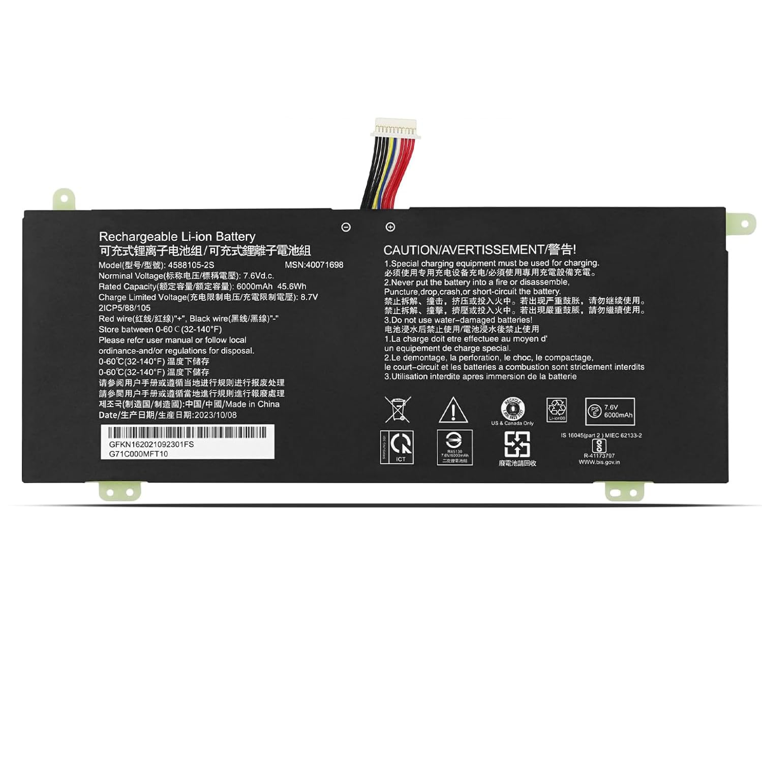 4588105-2S 4588106-2S 40072215 4588106 40071698 Bateria do laptopa kompatybilna z Akoya E15403 Dynabook Satellite Pro C50D-B-10D C50D-B-10E C50D-B-11A C50D-B-B-11A C50D-B-B-10D 100 °C Seria 50-E-105