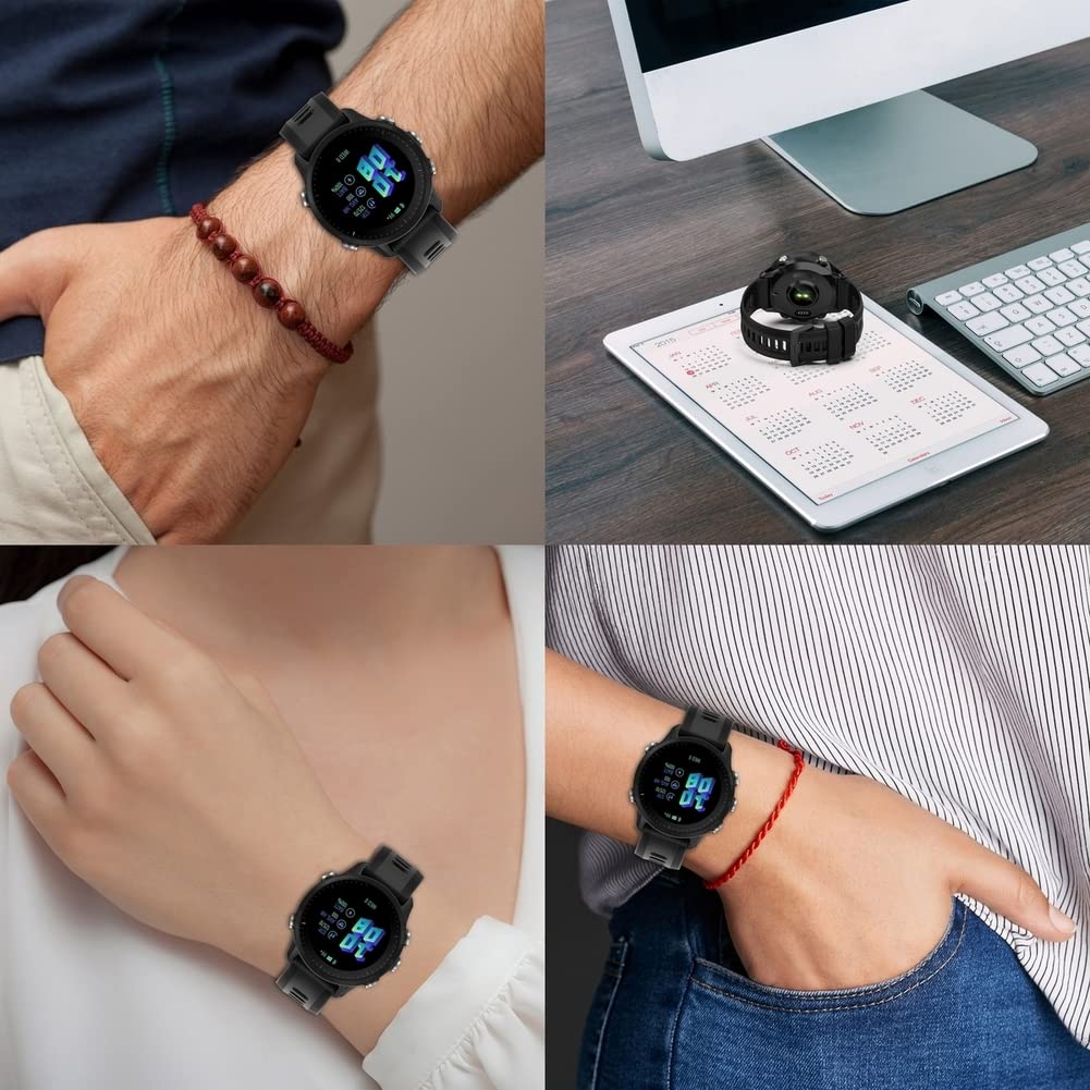 Gransho compatible with Garmin Forerunner 955 / Forerunner 965 Watch Band, Waterproof Soft Silicone Replacement Strap for Various Occasions NO231111 (K [Pack of 2])