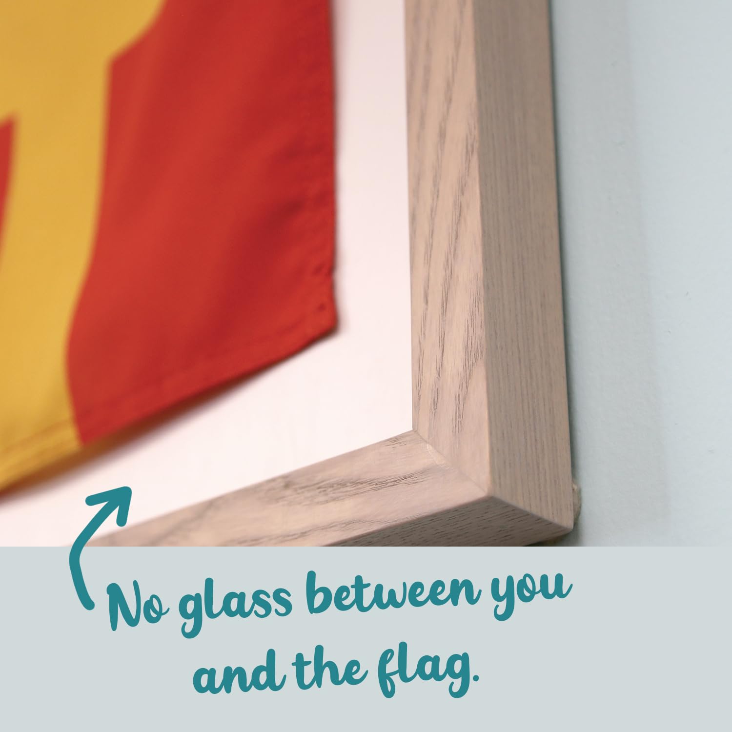 Nautical Signal Flag F in Glass-Free Frame, Beautiful Hardwood Frame Made in USA from Domestic Ash