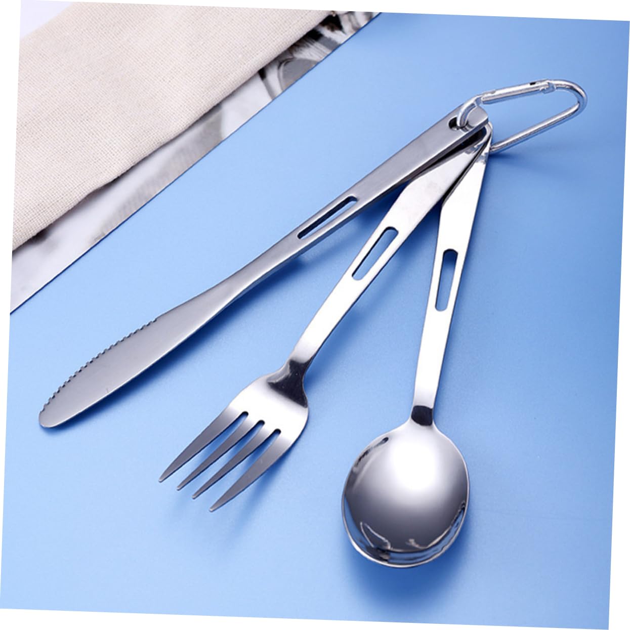 iplusmile Posate Da Campeggio in Acciaio Inox Compreso Forchetta Cucchiaio e Coltello Leggero e Portatile Per Picnic Campeggio e Viaggi