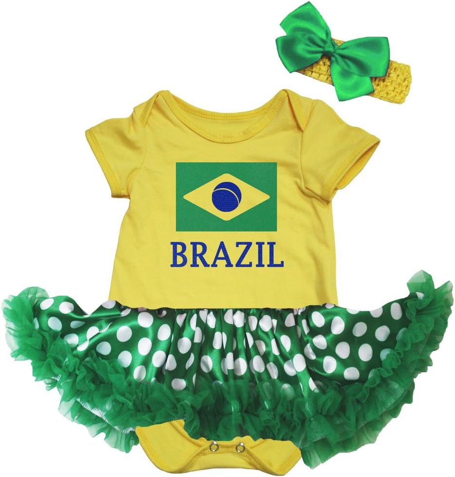 Petitebella Flag & Brazil Baby Dress Nb-18m