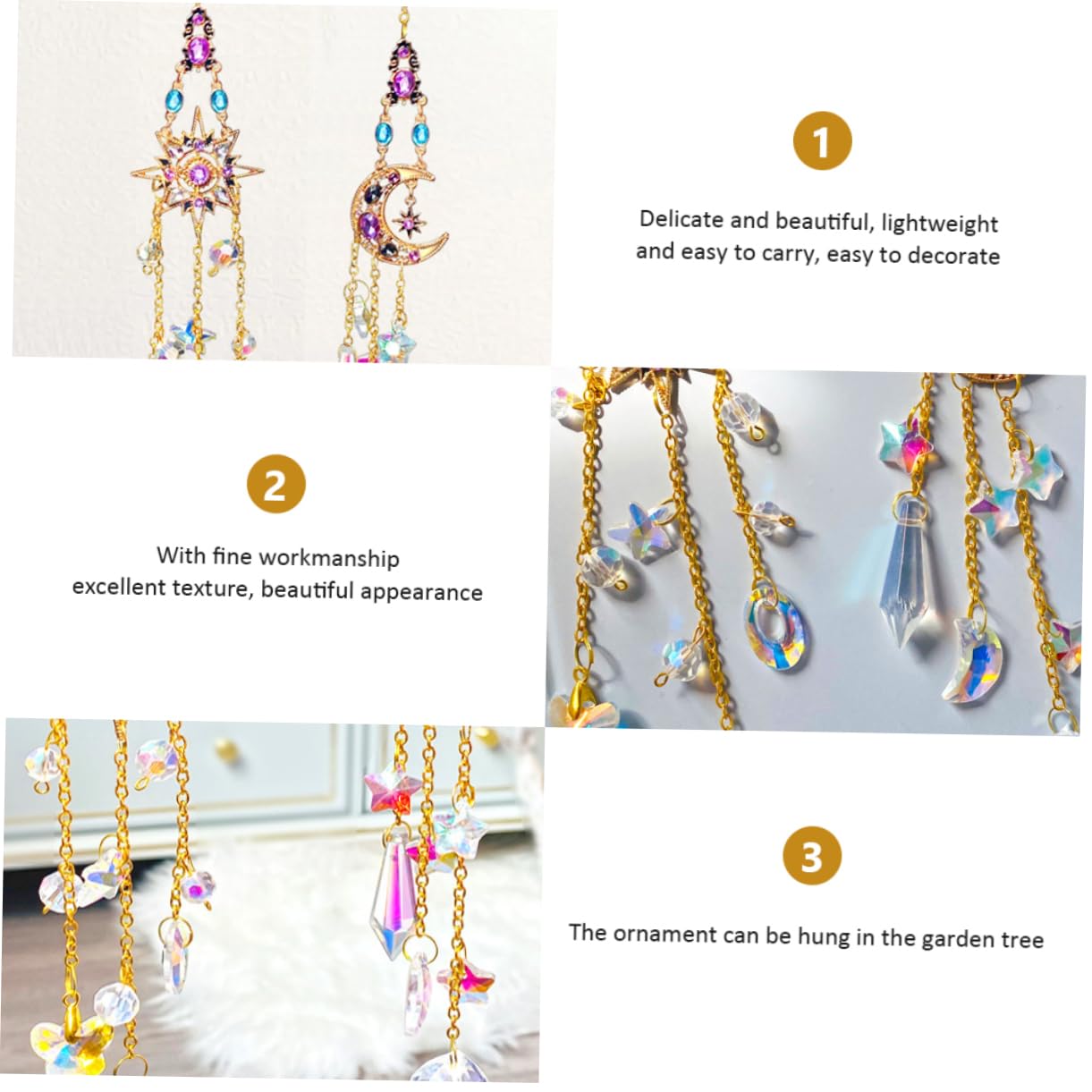 Cabilock 4 Set Di Ornamenti Di Cristallo Per Acchiappasole Decorazioni Per La Casa Pendenti in Cristallo Unico 2 Pezzi * 4