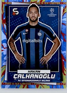 2022-23 Topps UEFA Superstars Fire/Ice #82 Hakan Calhanoglu FC Internazionale Milano Official UCL Soccer Trading Card in Raw (NM or Better) Condition