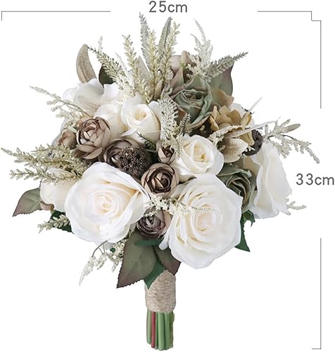 Miniatura 2 de Ramos de novia artificiales para novia, boda, rosas hechas a mano, ramo de rosas artificiales para novia, iglesia, decoración del hogar, regalos