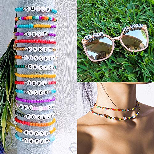 Uoony FOREYOUNG2020060401 7600Pcs Friendship Bracelet Kit Including 6000Pcs 4Mm Glass Seed Beads And 1600Pcs Letter Beads thumb #6