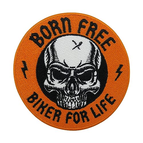 Finally Home Écusson thermocollant Biker for Life | Patchs de moto pour veste - Écusson thermocollant - Tête de mort - Patch arrière de moto