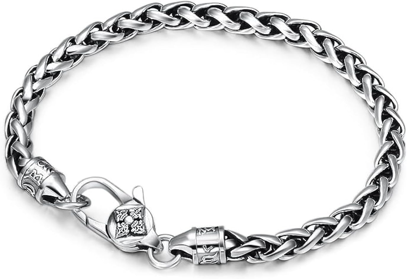 Personality Rope Chain Bracelet Stainless Steel Titanium Hip-hop Punk Wristband Weaved Link,22cm (8.66 inch)