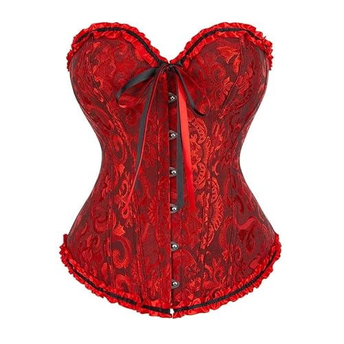 Corset Corpete Corselet Reduz e Modela Cintura Valoriza Busto Linha Casual Floral Vermelho Bordô M40