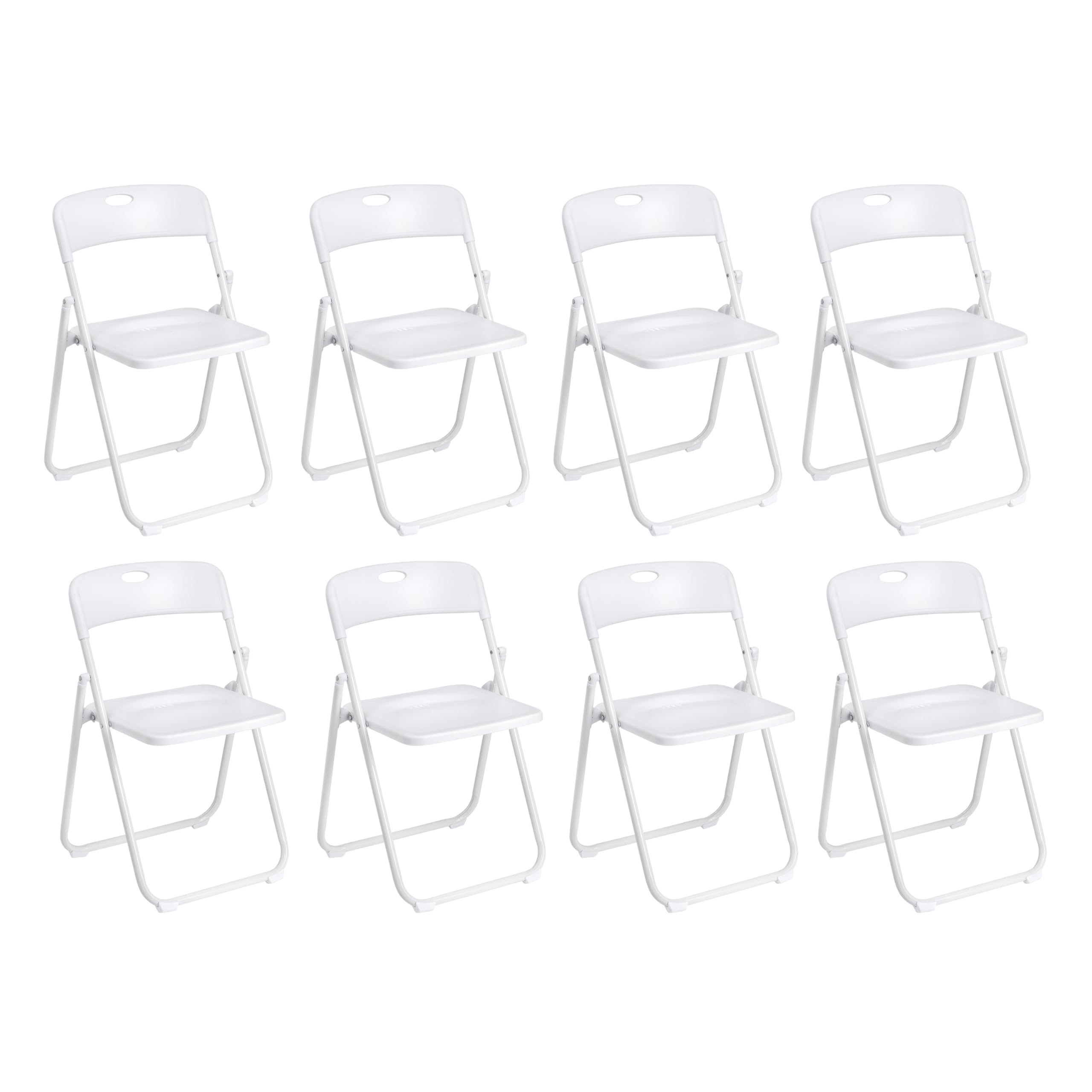 Baroni Home Sedia Pieghevole con Struttura in Acciaio e PVC, Seduta Salvaspazio Richiudibile con Piedini e Maniglia, da Viaggio, Cucina, Soggiorno, Camera da Letto, 74x43x49 cm 8 pezzi, Bianco