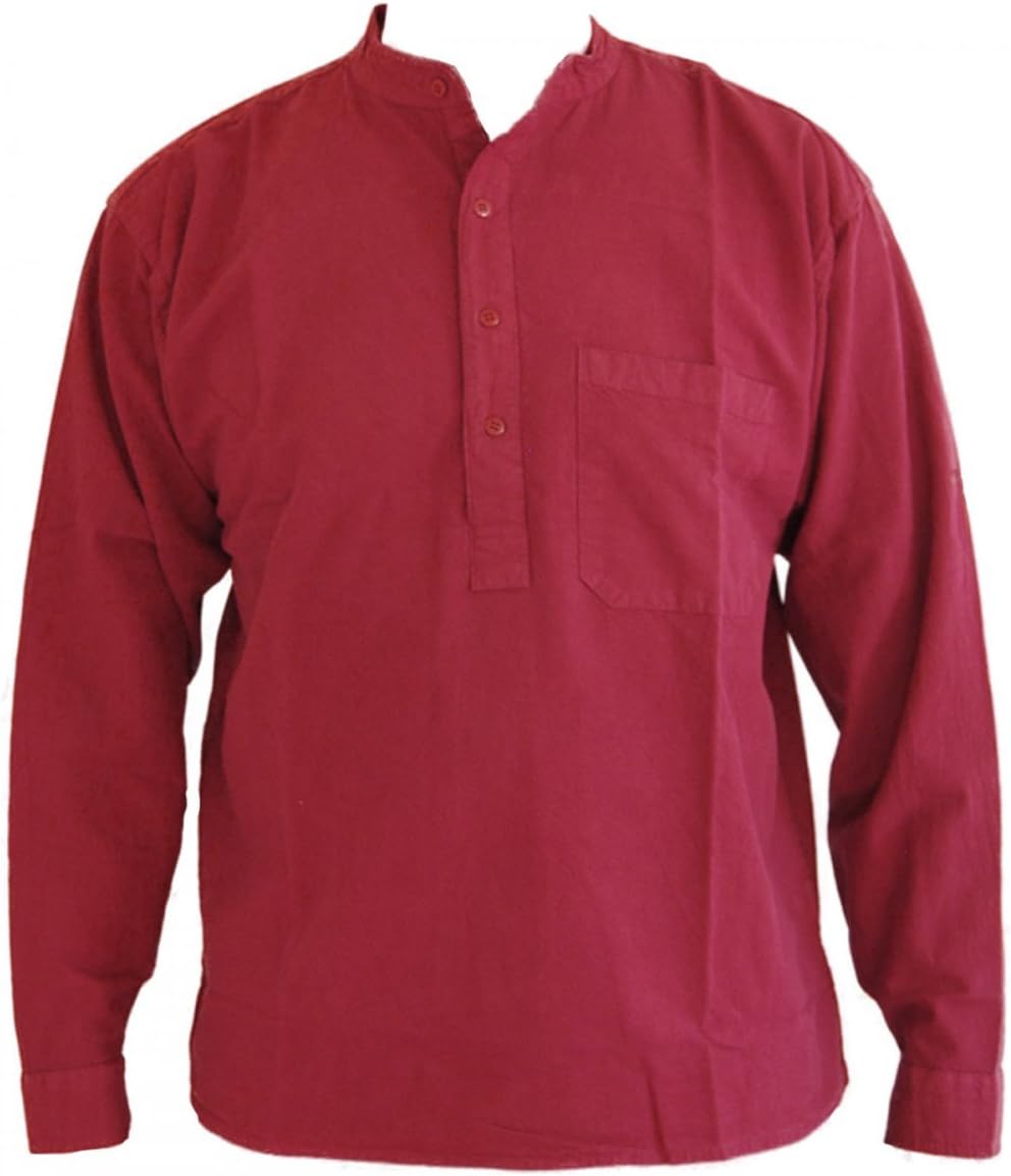 Navy Blue Grandad Collarless Shirt Cotton