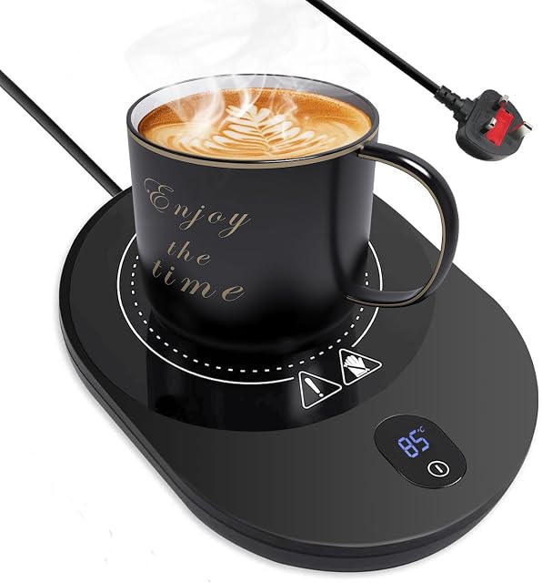 Coffee Mug Warmer,MQUPIN Coffee Cup Smart Warmer Coaster for Desk 5 Gears (45/55/65/75/85),1-12H Timing Auto Shut Off Touch LED 12h Timing Gravity Electric Beverage Heater for Tea Milk Coffee
