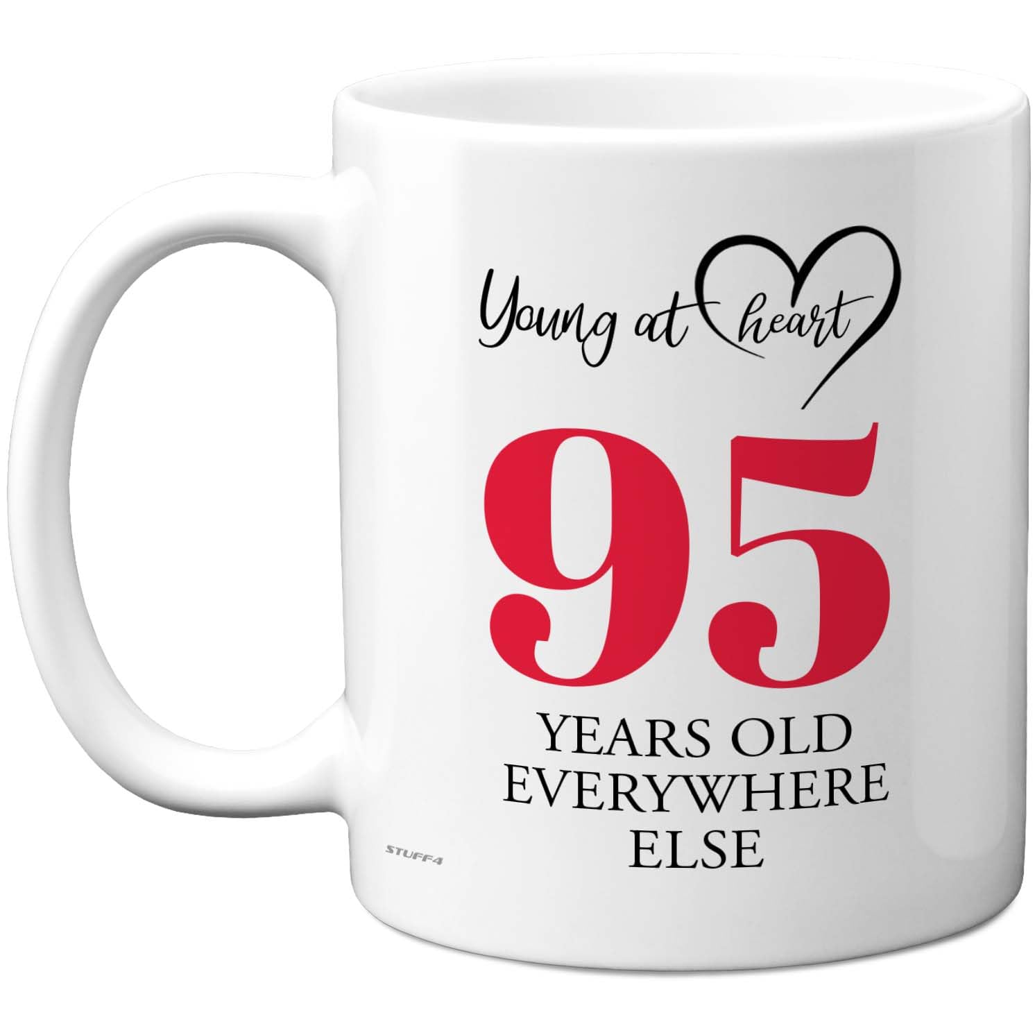 95th Birthday Gifts for Women Men, Cheeky Novelty Mug Young at Heart, Gag Joke Gifts, Perfect Funny Mugs for Ninety-Five Ninety-Fifth Birthday Present, 11oz Ceramic Coffee Mugs