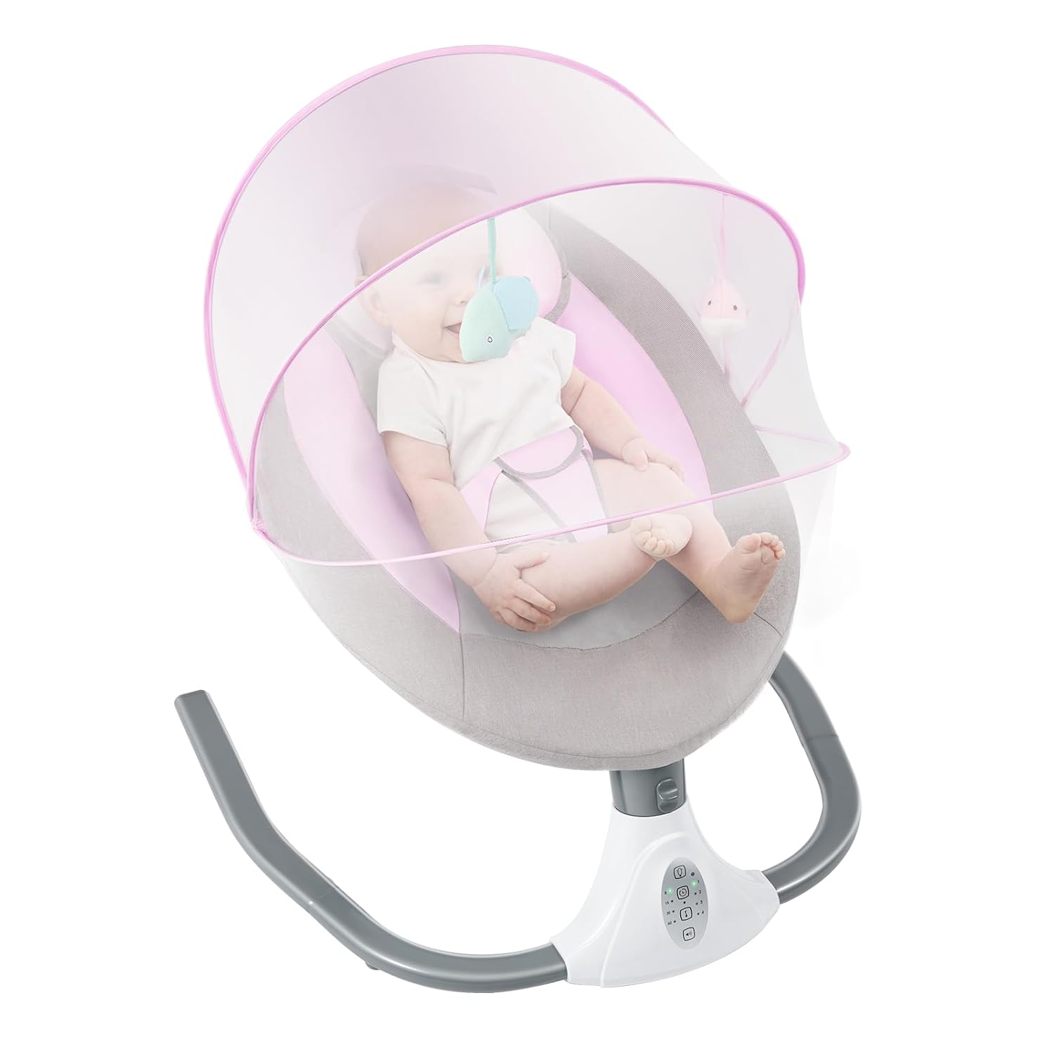 Pink Rocking Chair with USB Charging Port - Comfortable Modern Nursery Glider for Breastfeeding, Living Room, Bedroom - Soft Cushioned Ergonomic Design with Smooth Swivel Motion