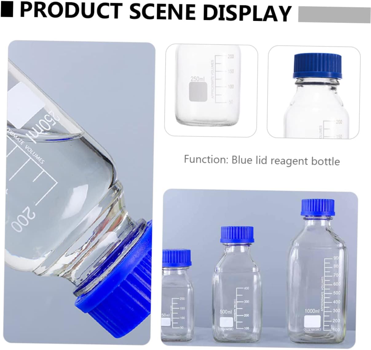 VALICLUD 4pcs Transparent Science Sample Glass Vials with Clear Screw Caps Wide Mouth Reagent Bottles for Chemical Storage and Experiment Secure Sealing