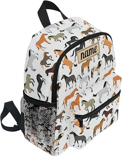 Miniatura 2 de Mochila personalizada con nombre para niños, linda mochila de caballo para viajes de guardería, bolsas de libros preescolares con nombre