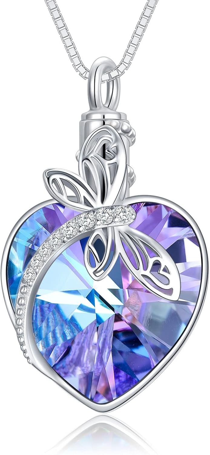 TOUPOP Sterling Silver Dragonfly/Butterfly Pendant Necklace with Crystal Birthday Christmas Jewelry Gifts for Women