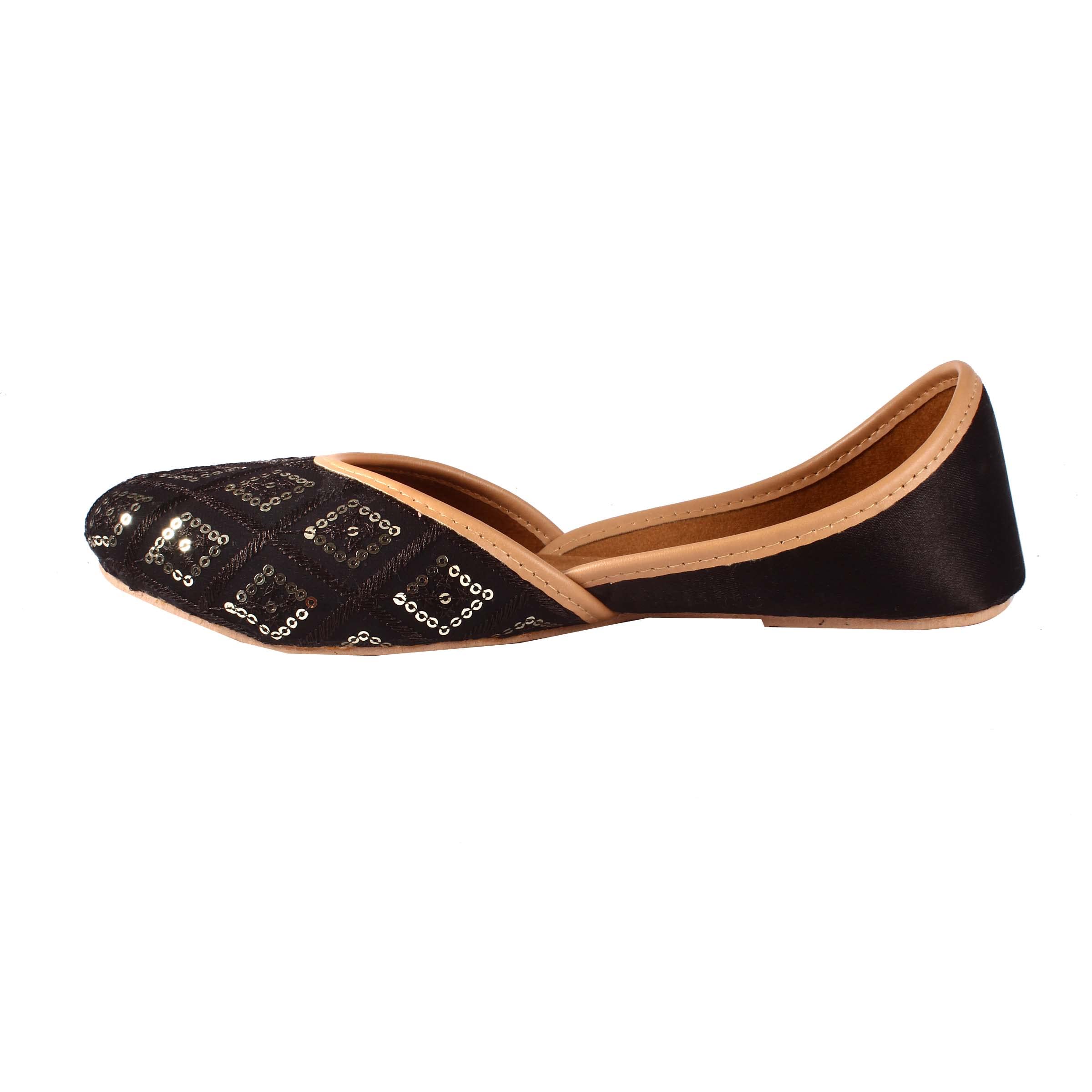Women's Punjabi Ethnic Black Sequence Jutti | Mojari -BS-image-5