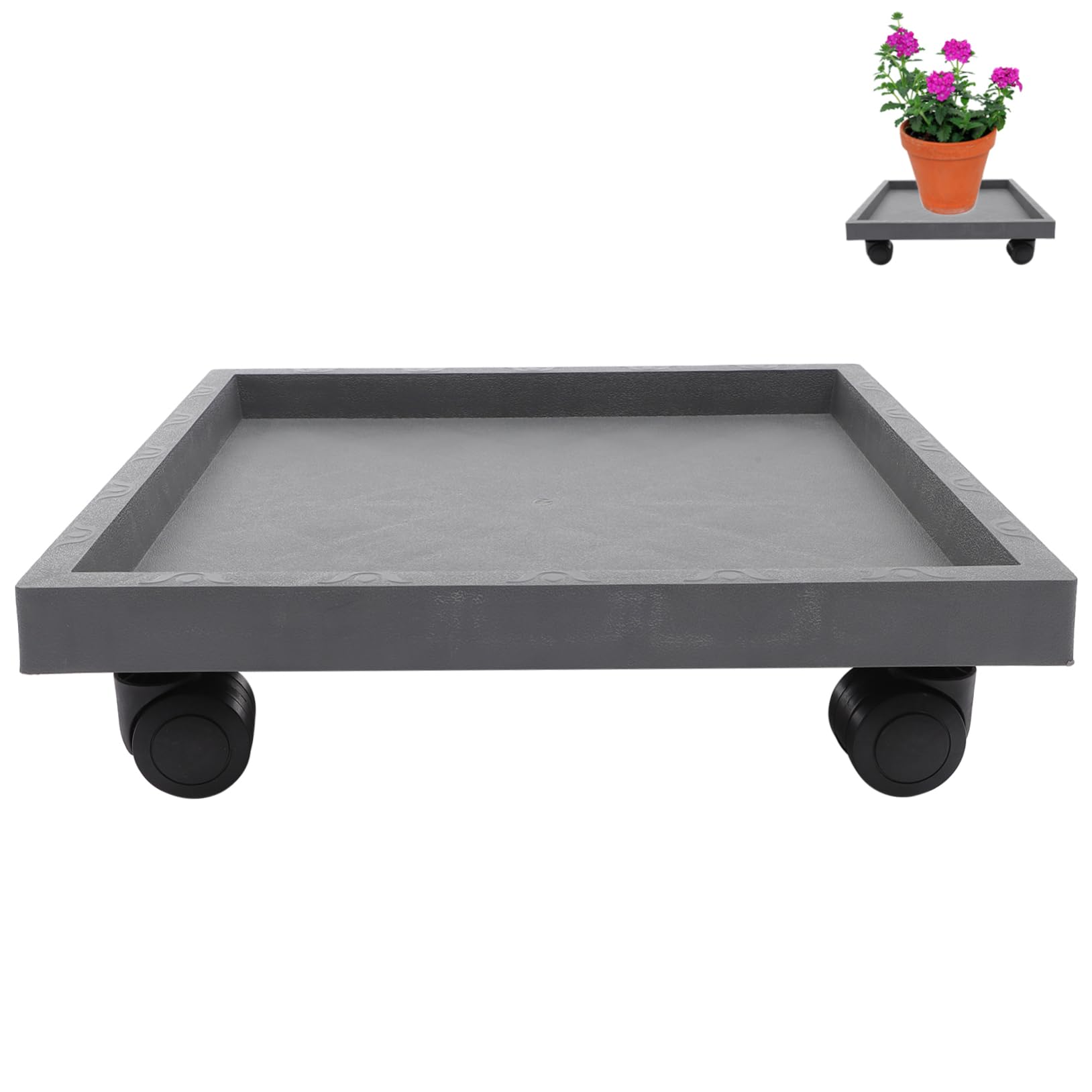 Sosoport 1Pc Moveable Flowerpot Holder Tray with Durable Wheels for Suitable for Indoor and Outdoor Use for Balcony and More