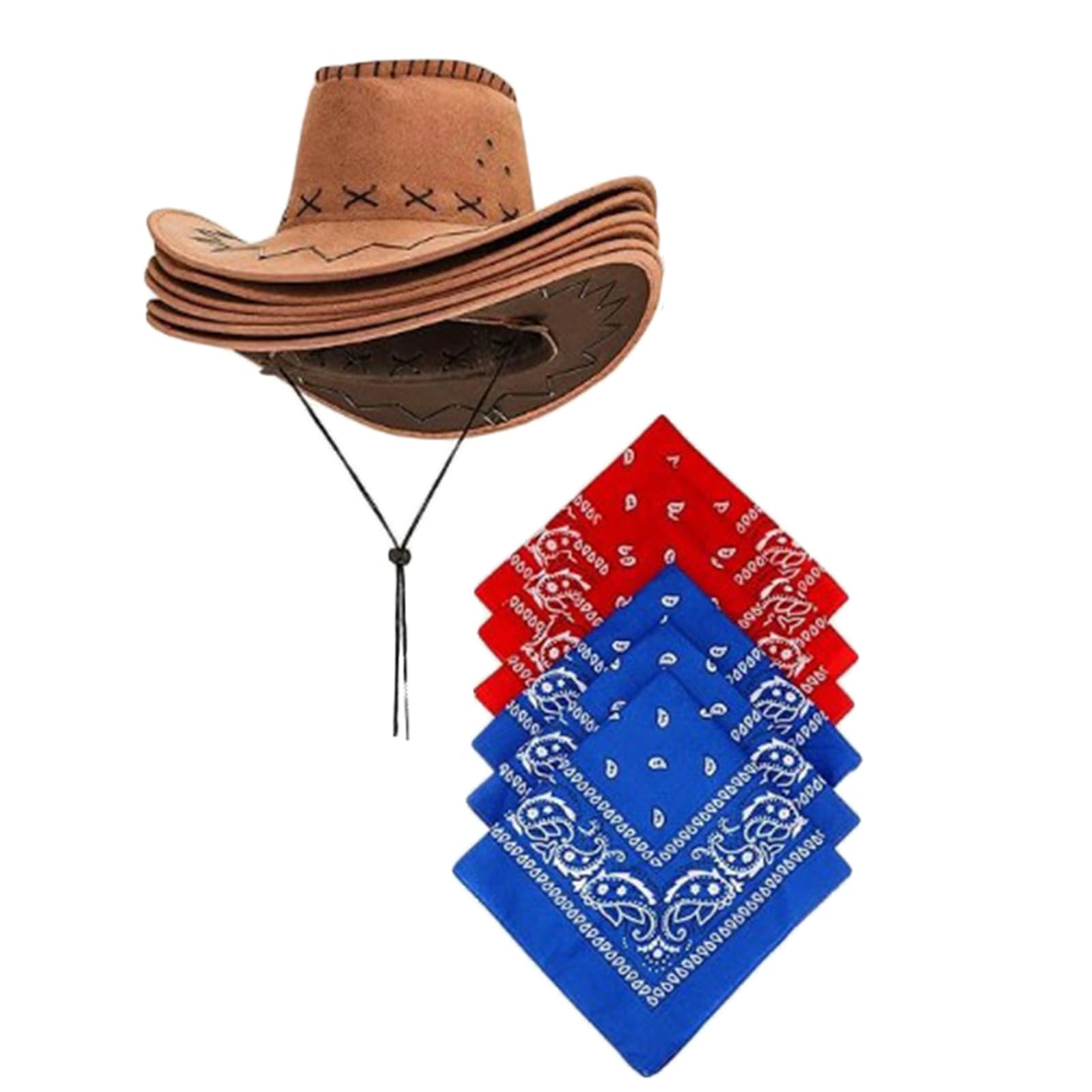 Lot de 12 chapeaux de cowboy occidentaux bandanas pour fête prénuptiale, chapeau de cowgirl foulard, costume pour adulte, accessoires de fête, chapeau de cowboy pour fête