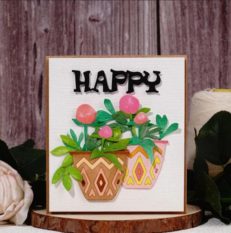 Miniatura 3 de Macetas de metal troqueladas, troqueles de corte para macetas, plantillas de grabado en relieve, tarjetas de manualidades, troqueles de corte para