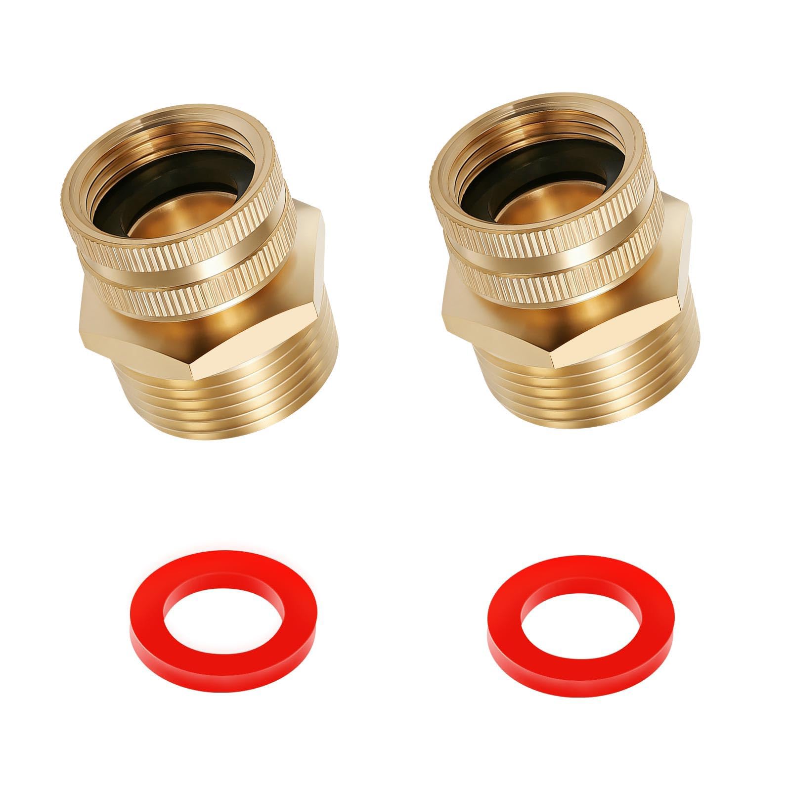 Tsophreniq Multicolor 2Pcs 3 / 4Inch Garden Thread To 1Inch Pipe Thread Swivels Adapter Hose To Pipe Fitting Brass Hose Connector Enduring Brass Connector
