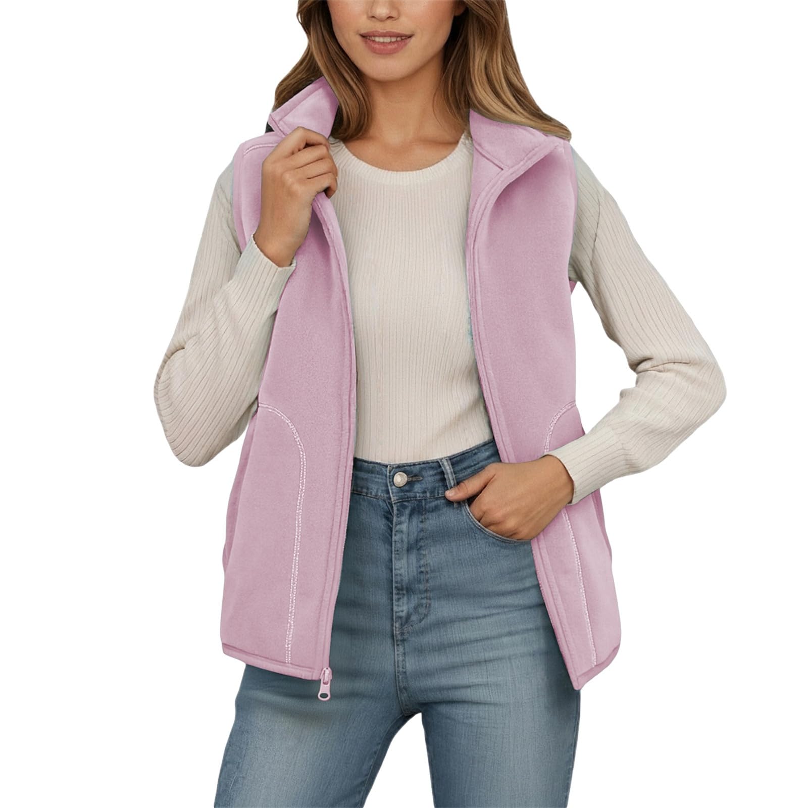 Genérico Chaleco Mujer Largo Invierno Abrigo sin manga Otoño Casual Color sólido Chaqueta con Capucha Outwear Cremallera de plumón versátil al Aire Libre