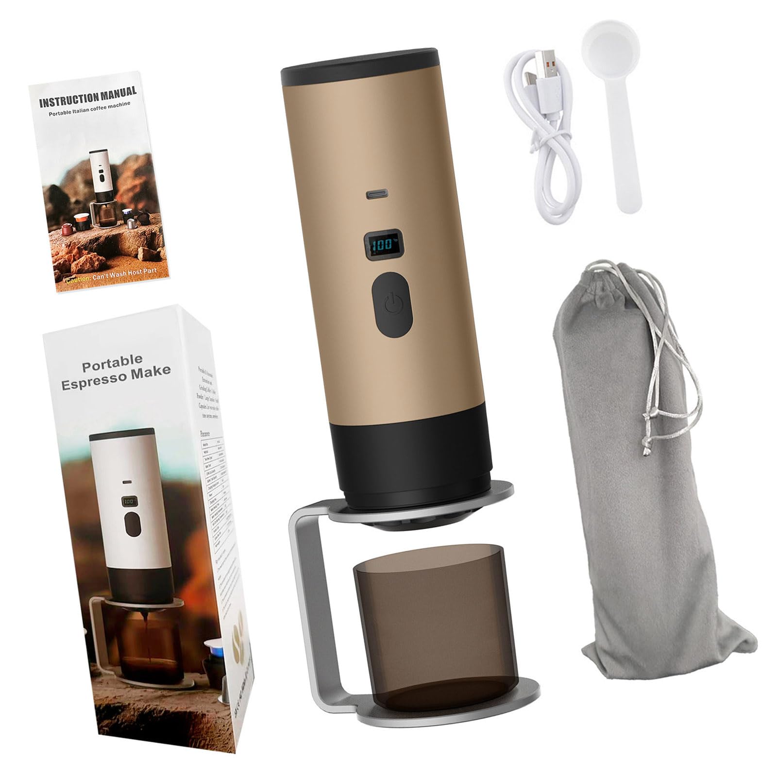 carotoe Compacts Electric Capsuled Coffee Espresso Machine 90°C Auto Heating Technology USB Rechargeable for Mobile Compacts Travel Coffee Maker
