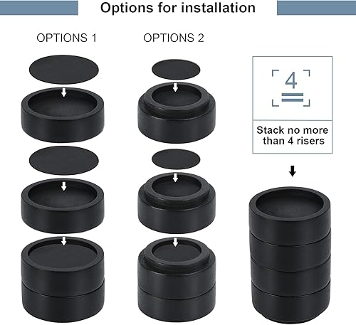 Miniatura 10 de Stahala Elevadores de cama (juego de 8) elevadores de altura de 1 pulgada, 2 pulgadas, 3 o 4 pulgadas, muebles de madera natural maciza, elevadores