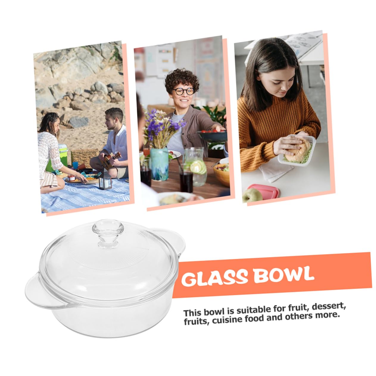 MAGICLULU Salatglas mit Deckel 1,7 L aus Glas Große Salatschüssel Stapelbar Leicht zu Reinigen für Küche und Haushalt