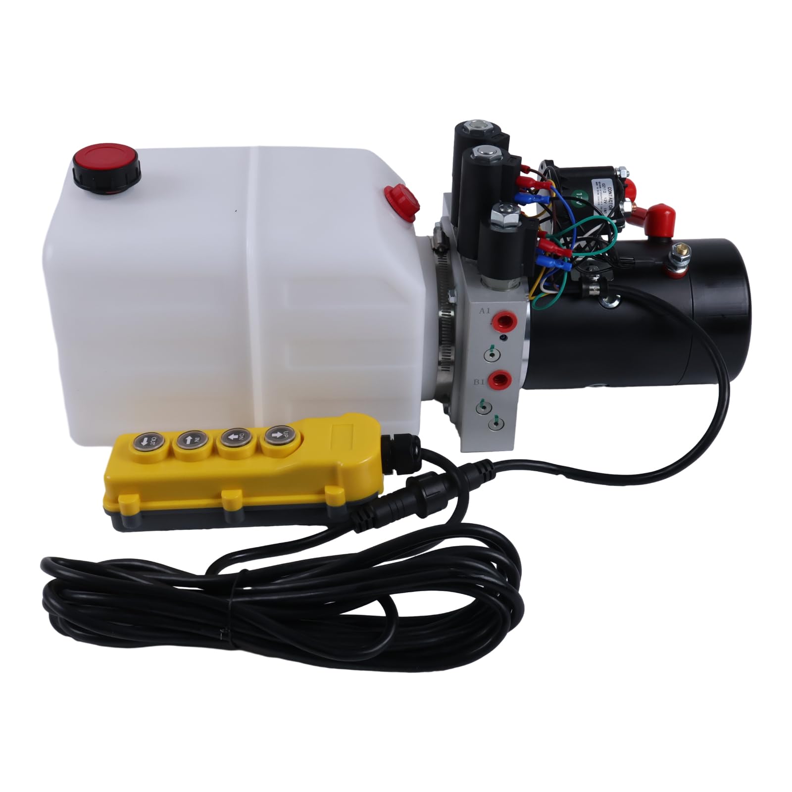 HOLDWELL 6 Quart 12V 2.0 GPM Double Power-Up &amp; Down Acting Hydraulic Pump