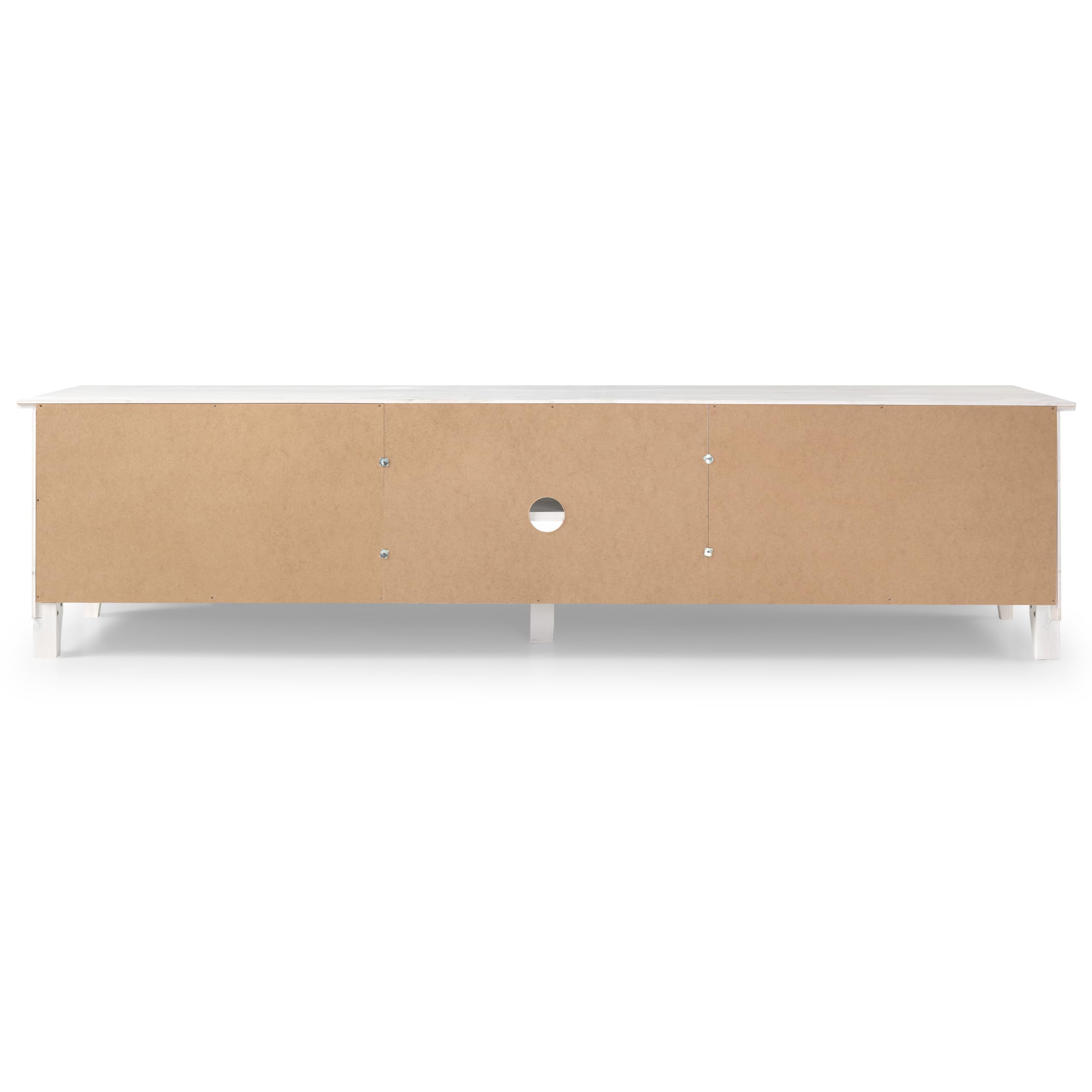 Buyqualia Mesa TV OSMA, 2 Puertas 2 Huecos, 45x180x35, Blanco Abierto (Grande)