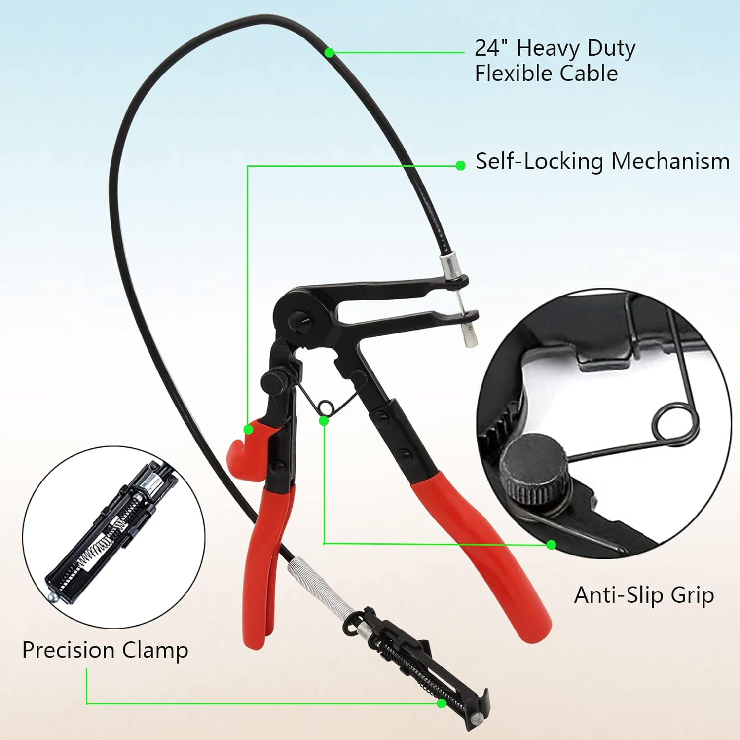 Hose Clamp Pliers Set, 9pcs Wire Long Reach Hose Clamp Pliers Set for Automotive Coolant Radiator Heater and Water Hose with Band Flat or Large Clamps, Clamp Removal Tool by BOOTOP PIN