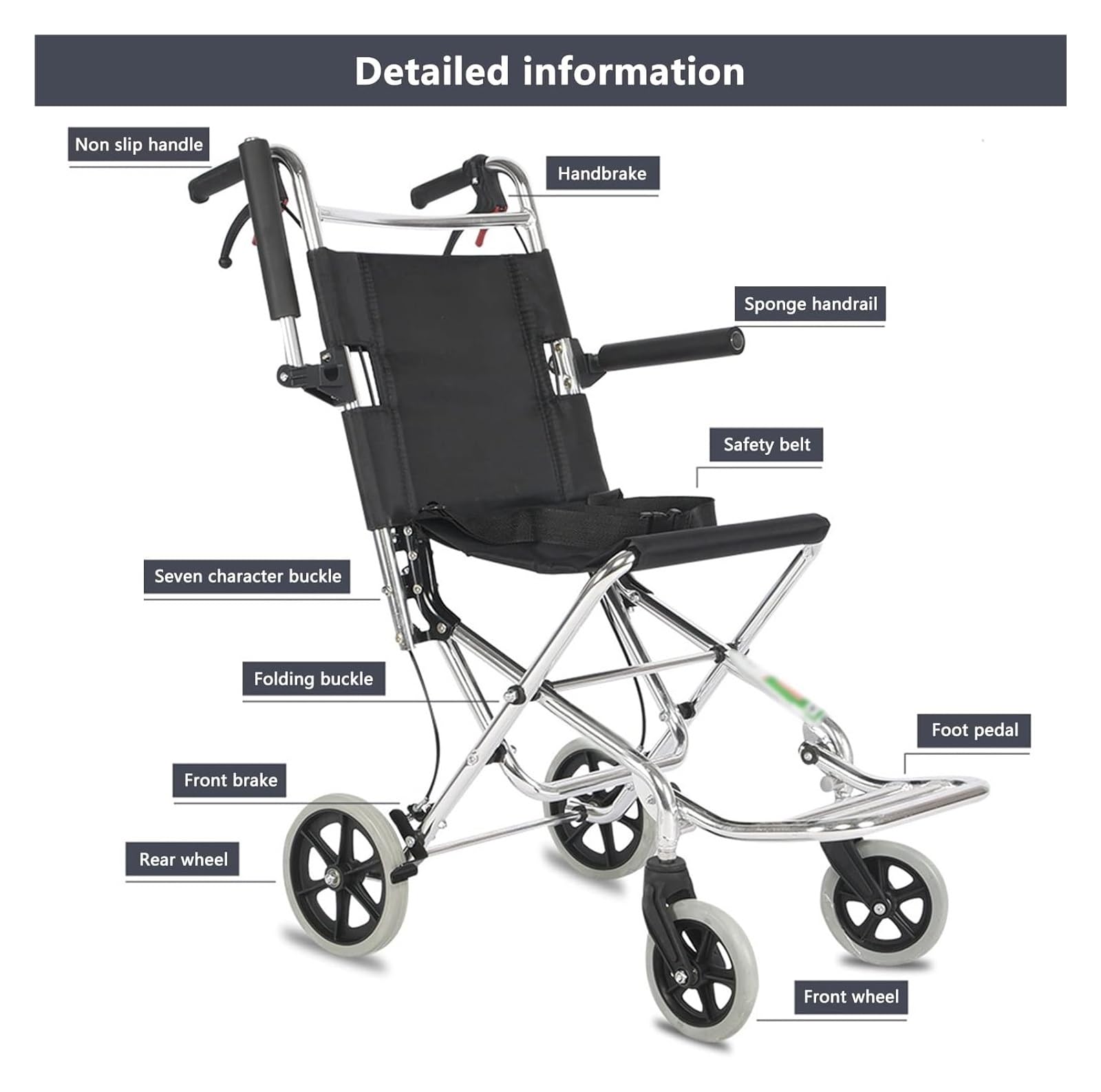 Silla De Ruedas Plegable Silla De Ruedas Manual Multifuncional De Aluminio, Ligera, Plegable, Autopropulsada, Con Frenos De Mano Y Reposabrazos Abatibles, For Almacenamiento Compacto, Capacidad De 220