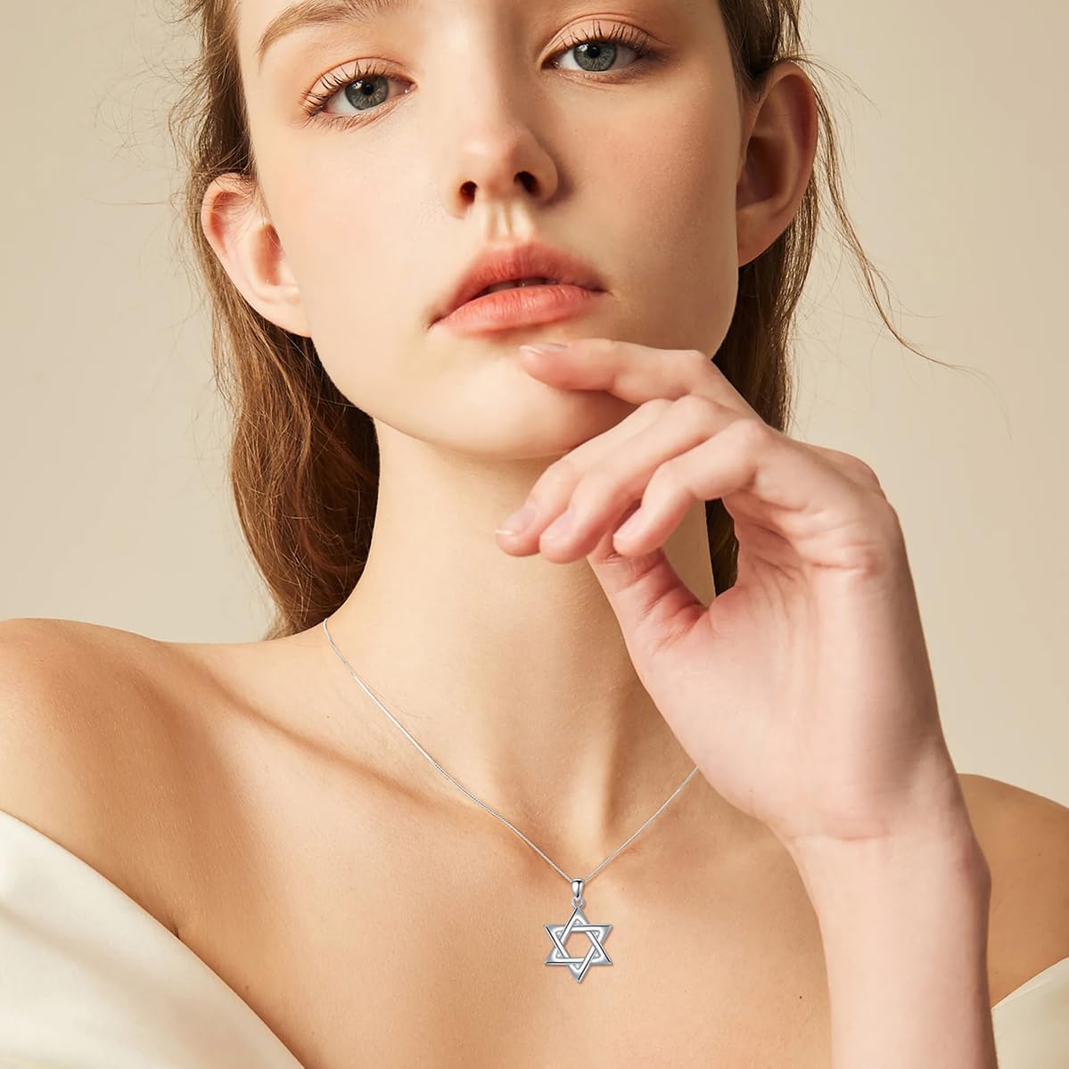 Star of David Necklace with Diamonds Sterling Silver Necklace for Women 1/20 Carat Jewish Jewelry(D Color, VVS Clarity) - Image 2