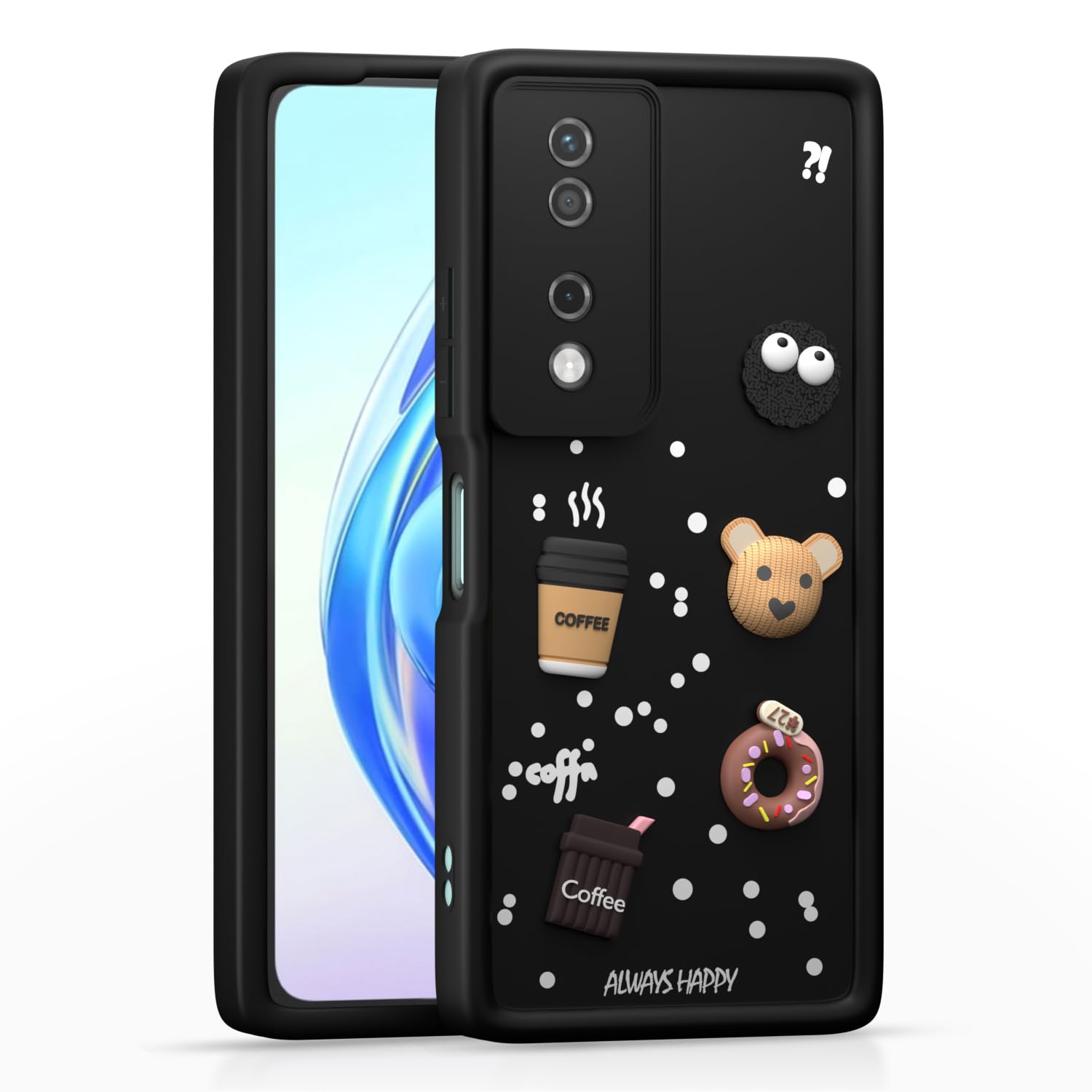 Pikkme Back Cover for Honor X7B 5G | Cute Fun Cartoon 3D Bear Silicone Full Body Protection Bumper Case (Black)