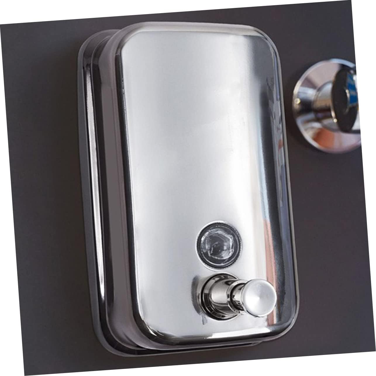 Hand Press Liquid Soap Dispenser Wall-Mounted Refillable Stainless Steel Holder for for Shampoo Lotion and Shower Gel