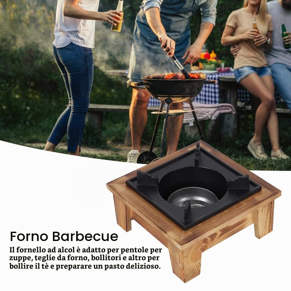 Haofy Griglia per Barbecue in Stile Giapponese, Barbecue Grill, Portatile Quadrata Stufa a Carbone per Alimenti con Base in Legno Stufa per Barbecue Utensili da Cucina Fornello da Picnic All'apert