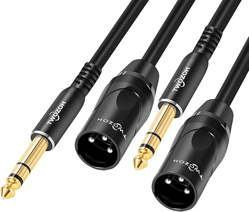 Twozoh Câble XLR Mâle vers TRS 6,35 mm Lot de 2, Cable XLR Jack Stéréo 6.35 mm 2M 2 Pièces (Profesional/Hifi) - 7
