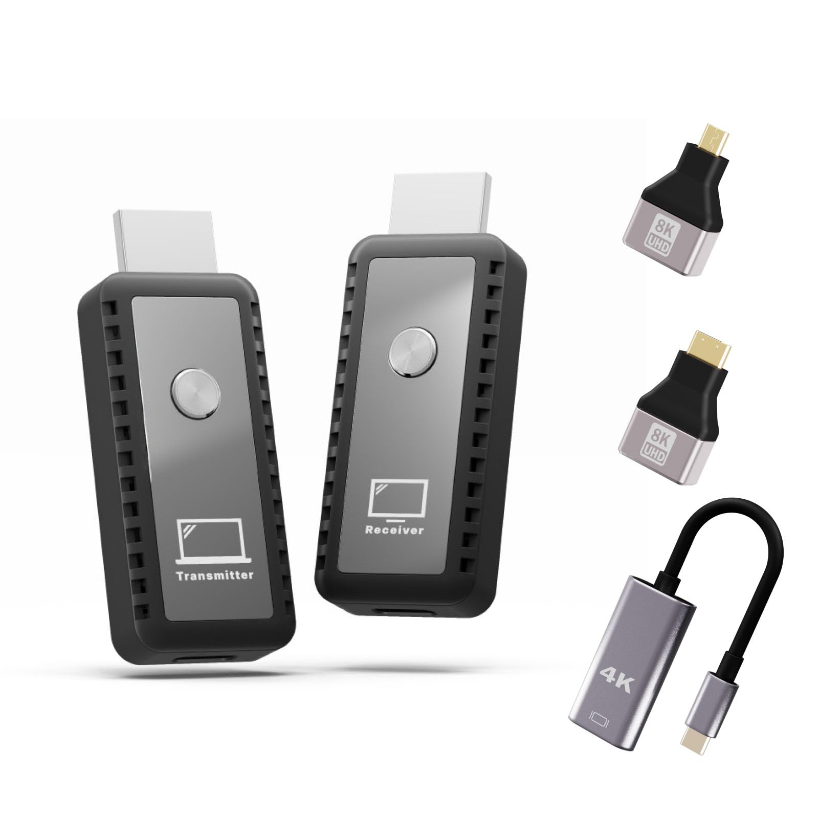 Yosoo Bezprzewodowy Interfejs HD Multimedia Extender, Transmisja 1080P 60Hz, Obsługa 4K 8K, Nadajnik i Odbiornik 30m, do Rozrywki, Konferencji, Demonstracji, Projekcji