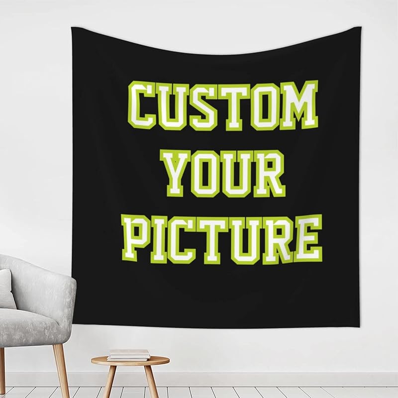 JINJUREN Tapiz personalizado Cargar imágenes Pancartas y letreros Personalizar para dormitorio 59 * 59 pulgadas Cuadrado