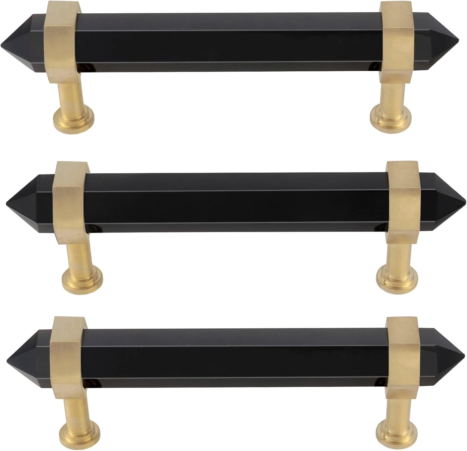 Rockcloud Pack of 2 Black Obsidian Crystal Point Stone Drawer Pulls with Screws, Cabinet Knobs Cupboard Pulls Door Handles for Home Office Decor, Black