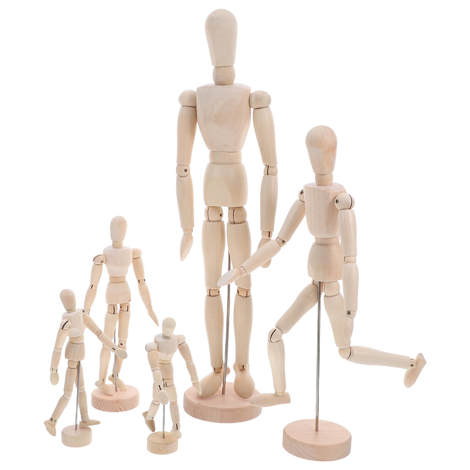Mannequin bois articulé avec support stable modèle réglable en bois naturel pour artistes