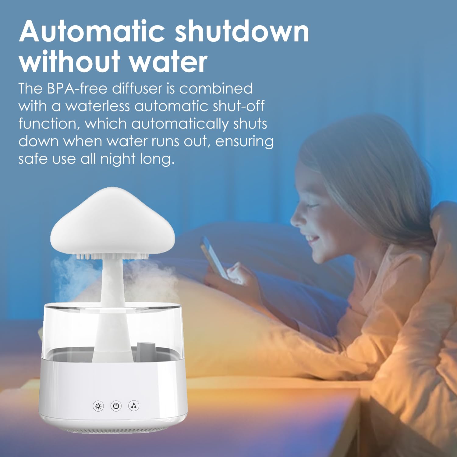 Humidificateur Nuage de Pluie, 450ML Rain-Cloud humidificateur avec 7 lumières LED de Couleur pour Maison, Bureau, Chambre, la Relaxation, Dormir (Blanc)