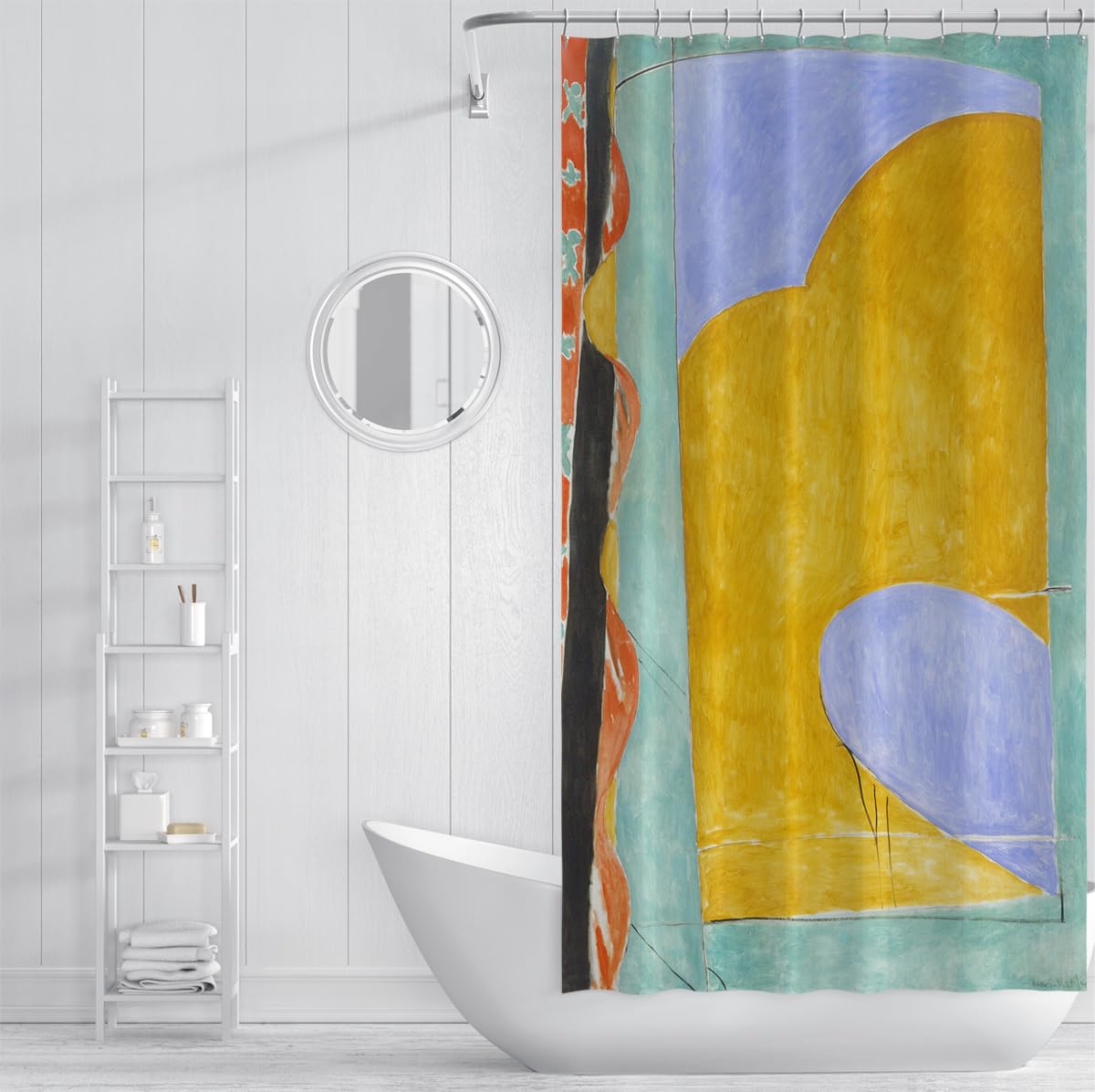 Abstrakte Kunst Der gelbe Vorhang Polyester-Stoff-Duschvorhang 180x220cm