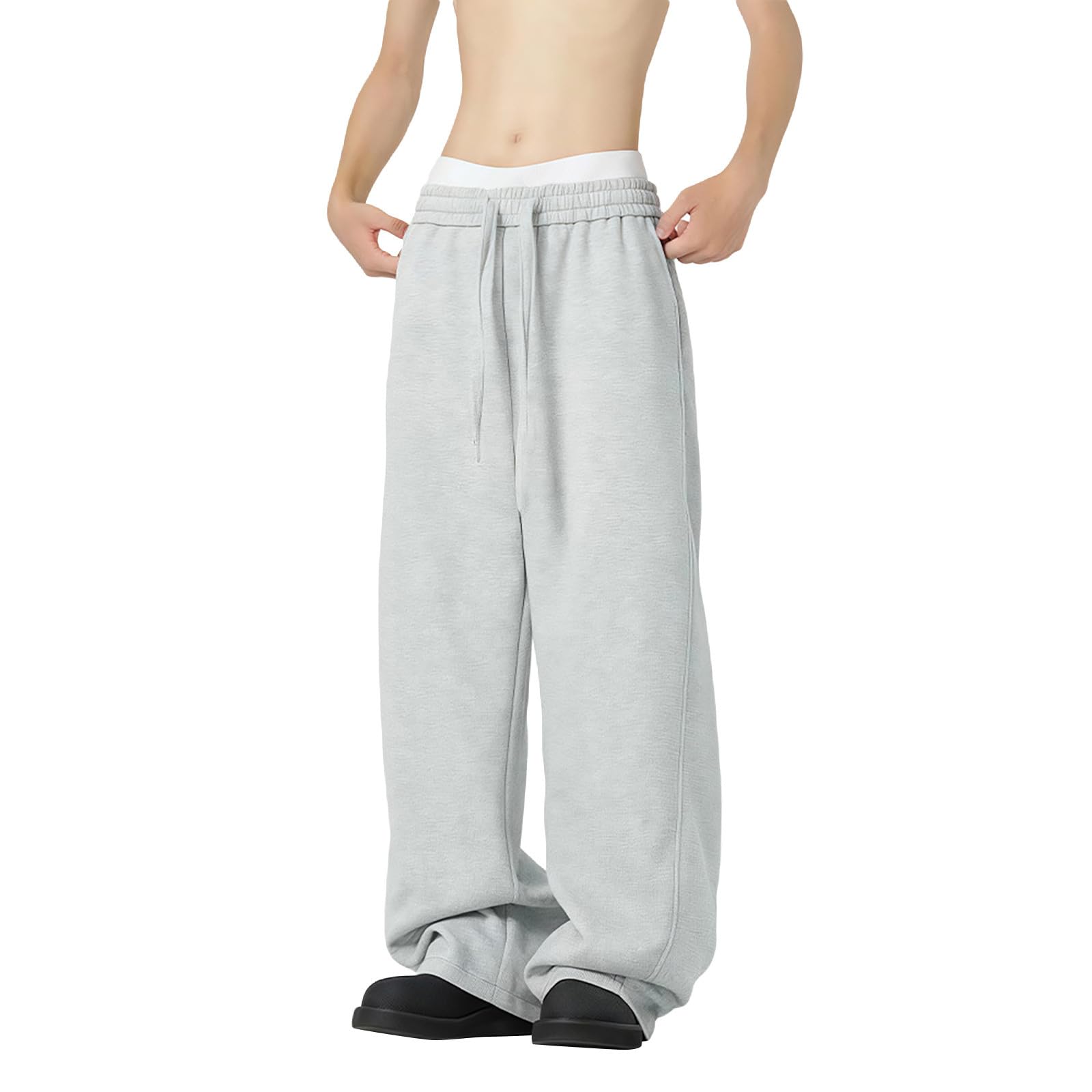 Deyeek Pantaloni da uomo a strappo, con fondo aperto, con