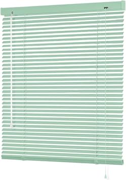 Aluminum Horizontal Blinds 1 Inch Slats Blackout Privacy Venetian Blinds for Indoor Windows, 16" 24" 29" 34" 42" 48" 68" 70" Light Filtering Mini Window Shades for Bedroom Office CordlessLight Green
