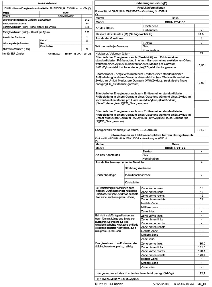 Beko BBUM17341BE b300 Einbau-Herd-Set, Multifunktionsofen mit 9 Heizarten und Glaskeramik-Kochfeld, SteamShine-Reinigung, AeroPerfect, versenkbare Knebel, Schwarz/Edelstahl