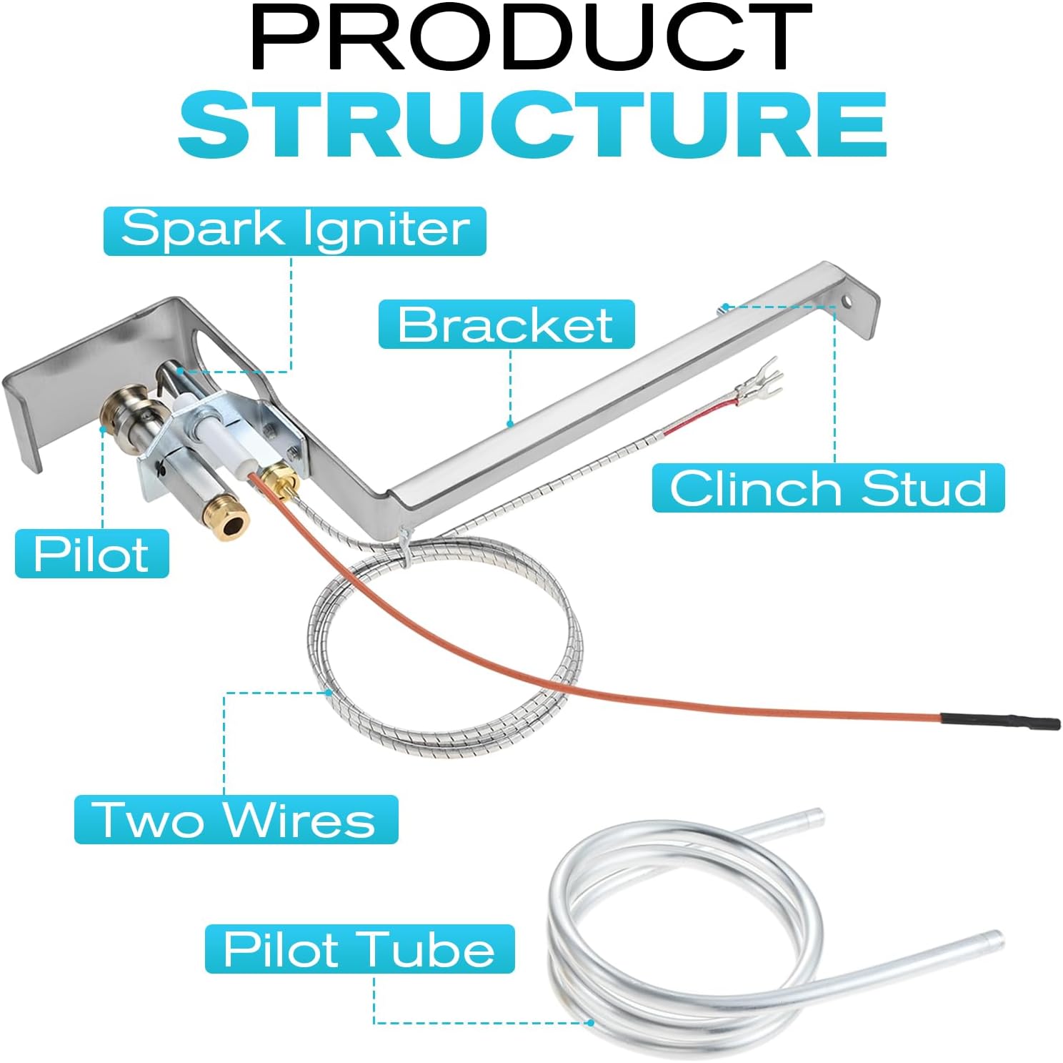 DRELD HAXPLT1931 Natural Gas Pilot Compatible with Hayward H-Series Ed1 Style Pool Heater, Includes Pilot Assembly, Pilot Tube Fittings and Thermopile Fits for Hayward Natural Gas Pool Heater