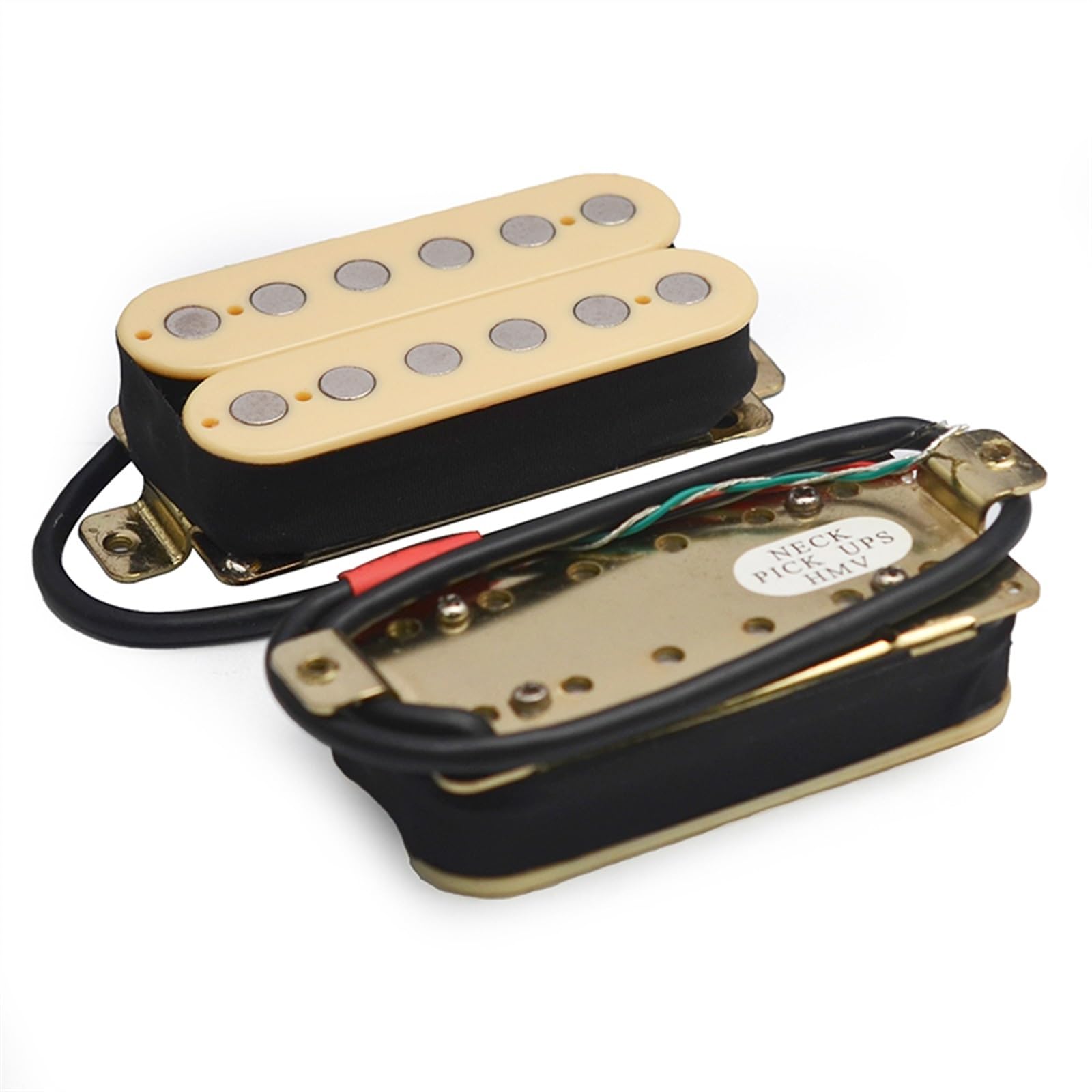 Gitara Elektryczna Humbucker Big Pole Piece Podwójna Cewka Magnes Ceramiczny Przetwornik Gitarowy Z 4 Przewodami Gitary Elektrycznej Części Zamienne (Color : Set)